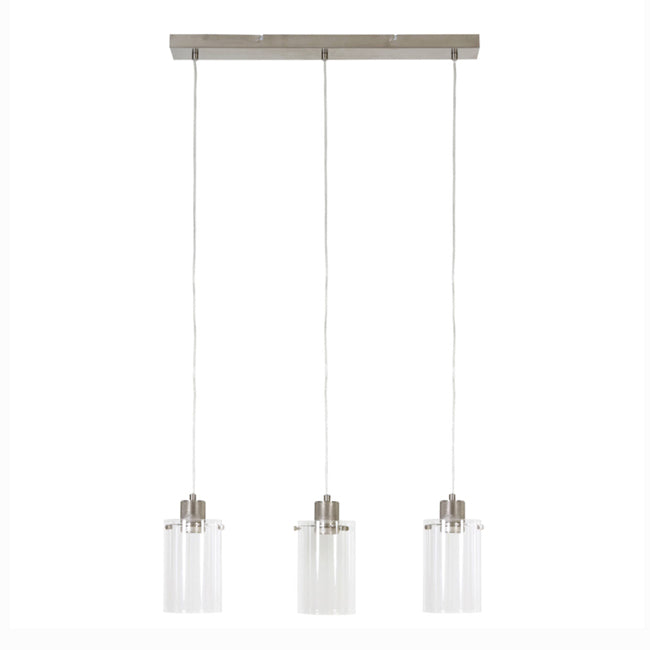 Lámpara colgante metal vidrio plateado 67cm 3 luces E27 - LLLC0548