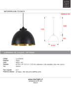 Lámpara colgante metal negro Oro Ø45x32 cm E27 - LLLC0554