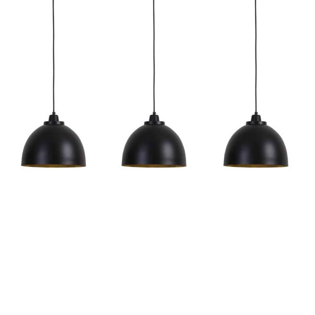 Lámpara colgante metal negro interior oro 3 Luces cm E27 - LLLC0555
