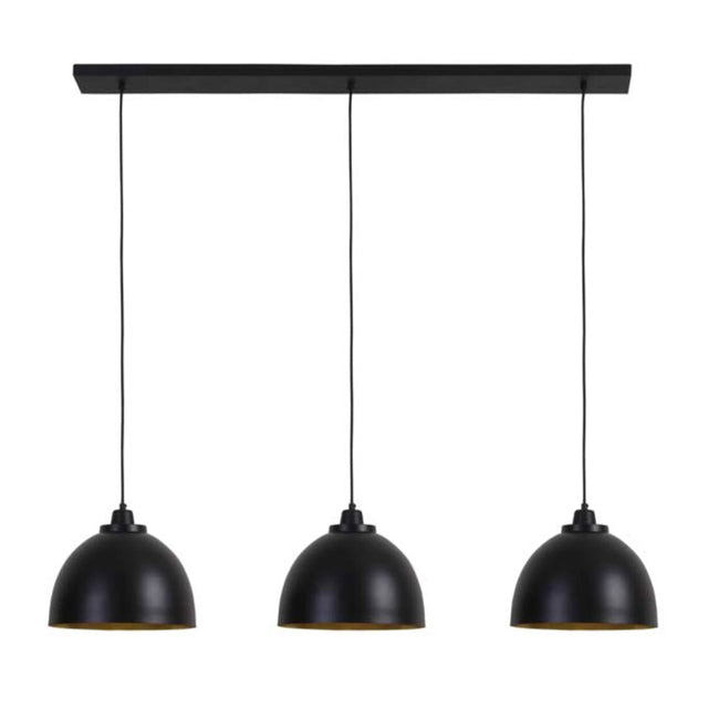 Lámpara colgante metal negro interior oro 3 Luces cm E27 - LLLC0555