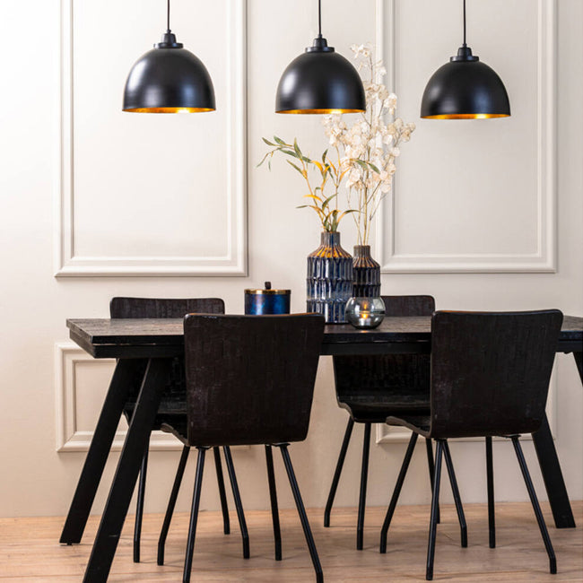 Lámpara colgante metal negro interior oro 3 Luces cm E27 - LLLC0555
