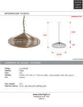 Cargar imagen en el visor de la galería, Lámpara colgante metal oro Ø40x18 cm E27 - LLLC0558
