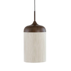 Lámpara colgante metal imitación madera textil crema Ø16x31 cm E27 - LLLC0565