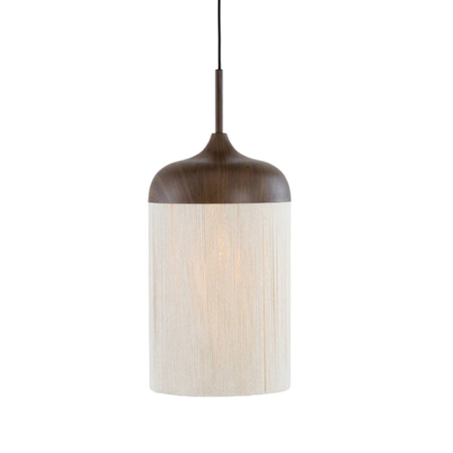 Lámpara colgante metal imitación madera textil crema Ø16x31 cm E27 - LLLC0565