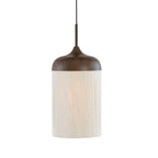 Lámpara colgante metal imitación madera textil crema Ø16x31 cm E27 - LLLC0565