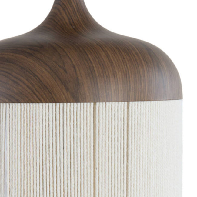 Lámpara colgante metal imitación madera textil crema Ø16x31 cm E27 - LLLC0565