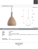 Lámpara colgante metal tierra marrón claro moteado Ø24x37cm E27 - LLLC0569