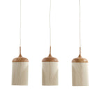 Lámpara colgante imitación madera natural metal textil  100 cm 3 luces E27- LLLC0578