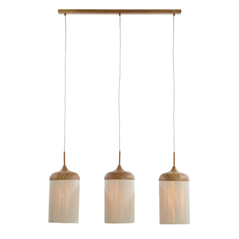 Lámpara colgante imitación madera natural metal textil  100 cm 3 luces E27- LLLC0578
