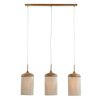 Lámpara colgante imitación madera natural metal textil  100 cm 3 luces E27- LLLC0578