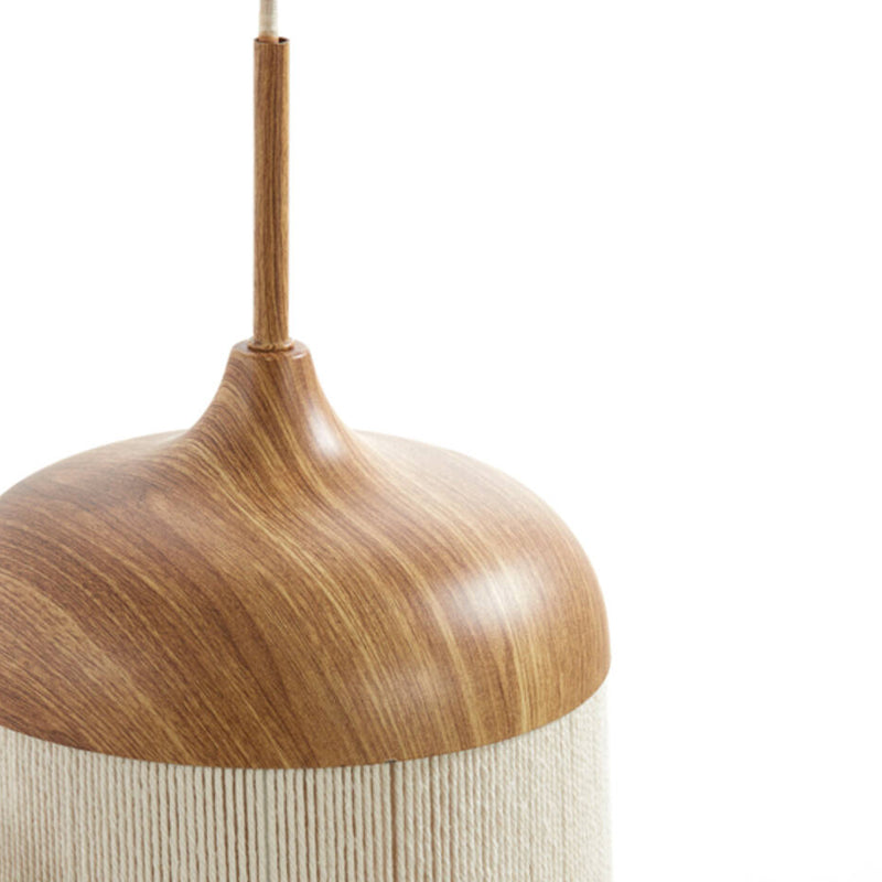 Lámpara colgante imitación madera natural metal textil  100 cm 3 luces E27- LLLC0578