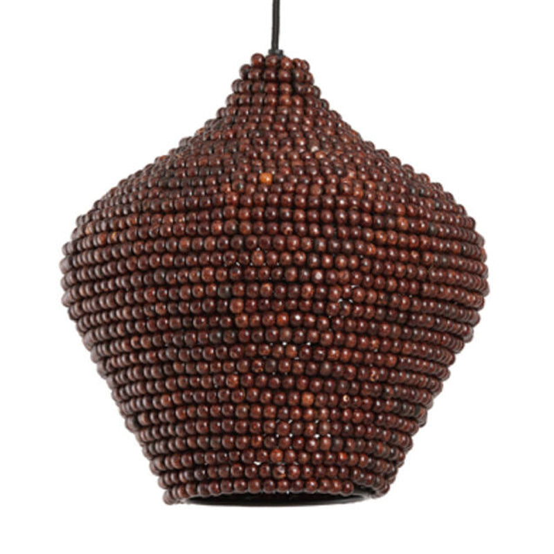 Lámpara colgante cuentas madera marrón oscuro Ø28x30 cm E27 - LLLC0580
