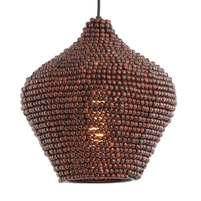 Lámpara colgante cuentas madera marrón oscuro Ø28x30 cm E27 - LLLC0580