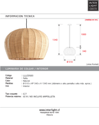Lámpara colgante rafia natural Ø51x34 cm E27 - LLLC0583