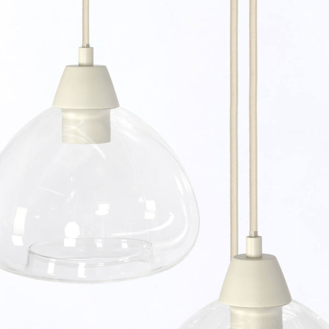 Lámpara colgante metal crema vidrio transparente 3 luces  Ø30x150 cm E27 - LLLC0587