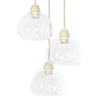 Lámpara colgante metal crema vidrio transparente 3 luces  Ø30x150 cm E27 - LLLC0587