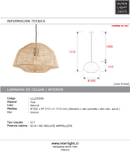 Lámpara colgante yute natural Ø50x31 cm  E27 - LLLC0590