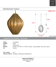 Cargar imagen en el visor de la galería, Lámpara colgante textil café bronce Ø36x44 cm E27 - LLLC0591
