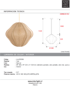 Lámpara colgante yute natural Ø38x32 cm E27 - LLLC0598