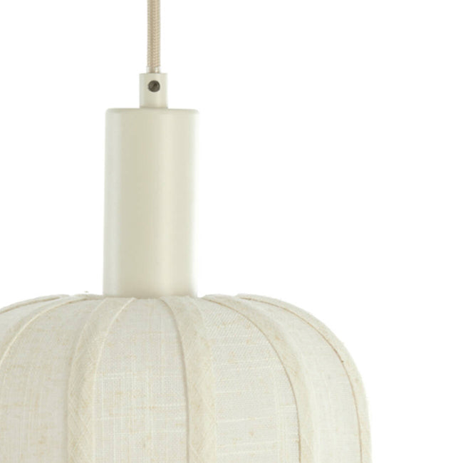 Lámpara colgante metal lino textil crema 80x21x34 cm 3 luces E27 - LLLC0599