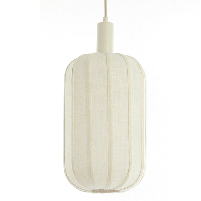 Lámpara colgante metal lino textil crema 80x21x34 cm 3 luces E27 - LLLC0599