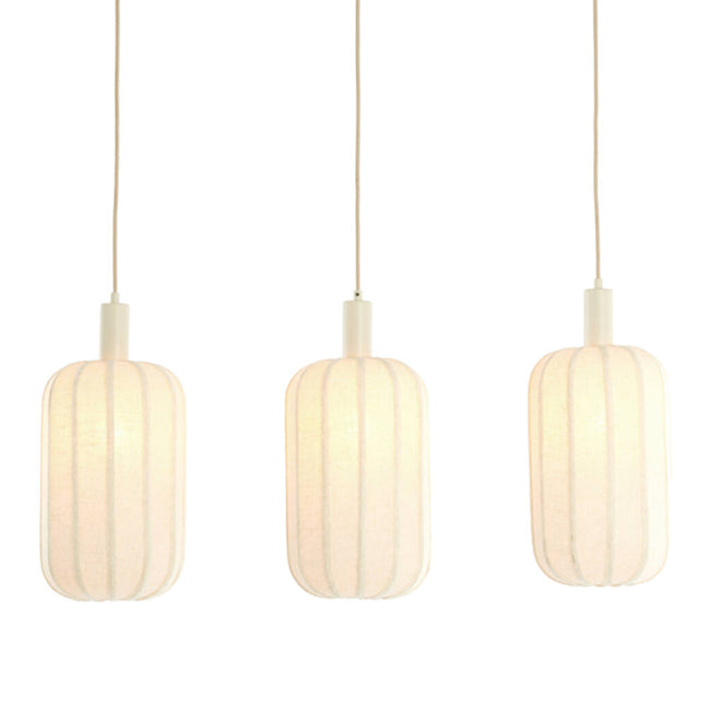 Lámpara colgante metal lino textil crema 80x21x34 cm 3 luces E27 - LLLC0599