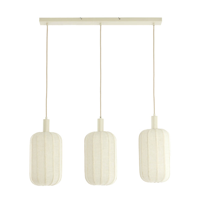 Lámpara colgante metal lino textil crema 80x21x34 cm 3 luces E27 - LLLC0599
