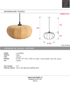 Lampara colgante rafia natural  Ø40x19 cm E27- LLLC0600
