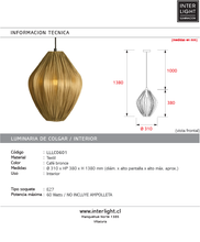 Cargar imagen en el visor de la galería, Lámpara colgante textil café bronce Ø31x38 cm  E27- LLLC0601
