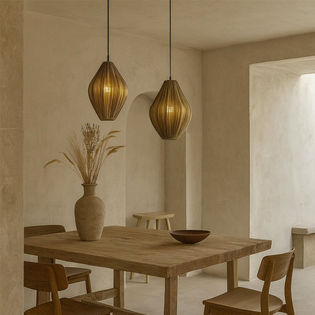 Lámpara colgante textil café bronce Ø31x38 cm  E27- LLLC0601