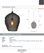Lámpara colgante metal negro brillante  Ø45x60 cm E27 - LLLC0605