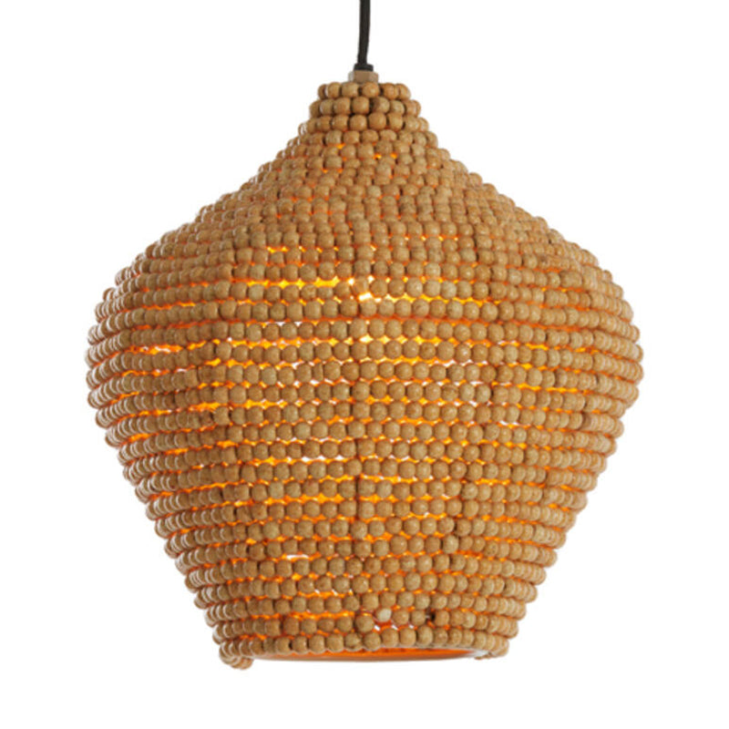 Lámpara colgante cuentas madera natural Ø28x30 cm E27- LLLC0609