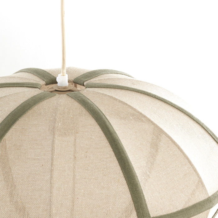Lampara colgante textil natural detalles verde olivo Ø49x25 cm  E27 - LLLC0618