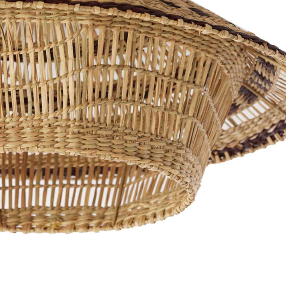 Lámpara colgante ratán natural detalles en café Ø64x26 cm E27 - LLLC0612