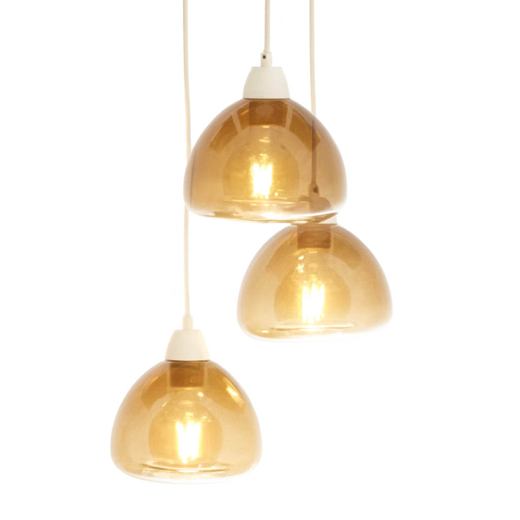 Lámpara colgante metal marrón arena 3 luces Ø30x130 cm E27 - LLLC0614