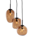 Lámpara colgante metal negro vidrio marrón 3 luces Ø30x130 cm E27 - LLLC0616
