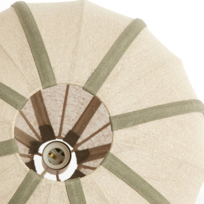 Lampara colgante textil natural detalles verde olivo Ø40x30 cm  E27- LLLC0621