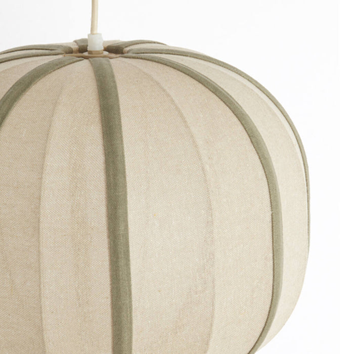 Lampara colgante textil natural detalles verde olivo Ø40x30 cm  E27- LLLC0621