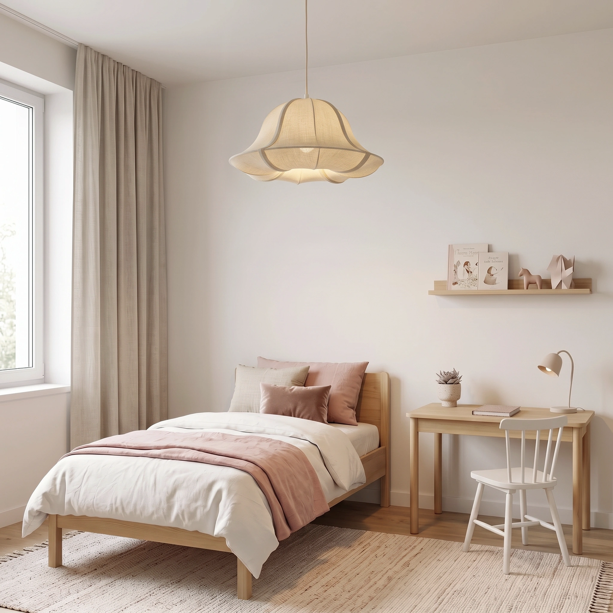Lámpara colgante textil beige Ø40 cm E27 - LLLC0626
