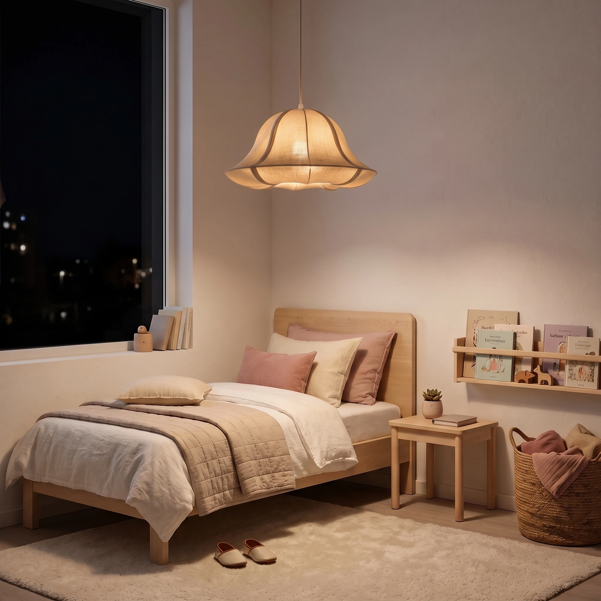 Lámpara colgante textil beige Ø40 cm E27 - LLLC0626