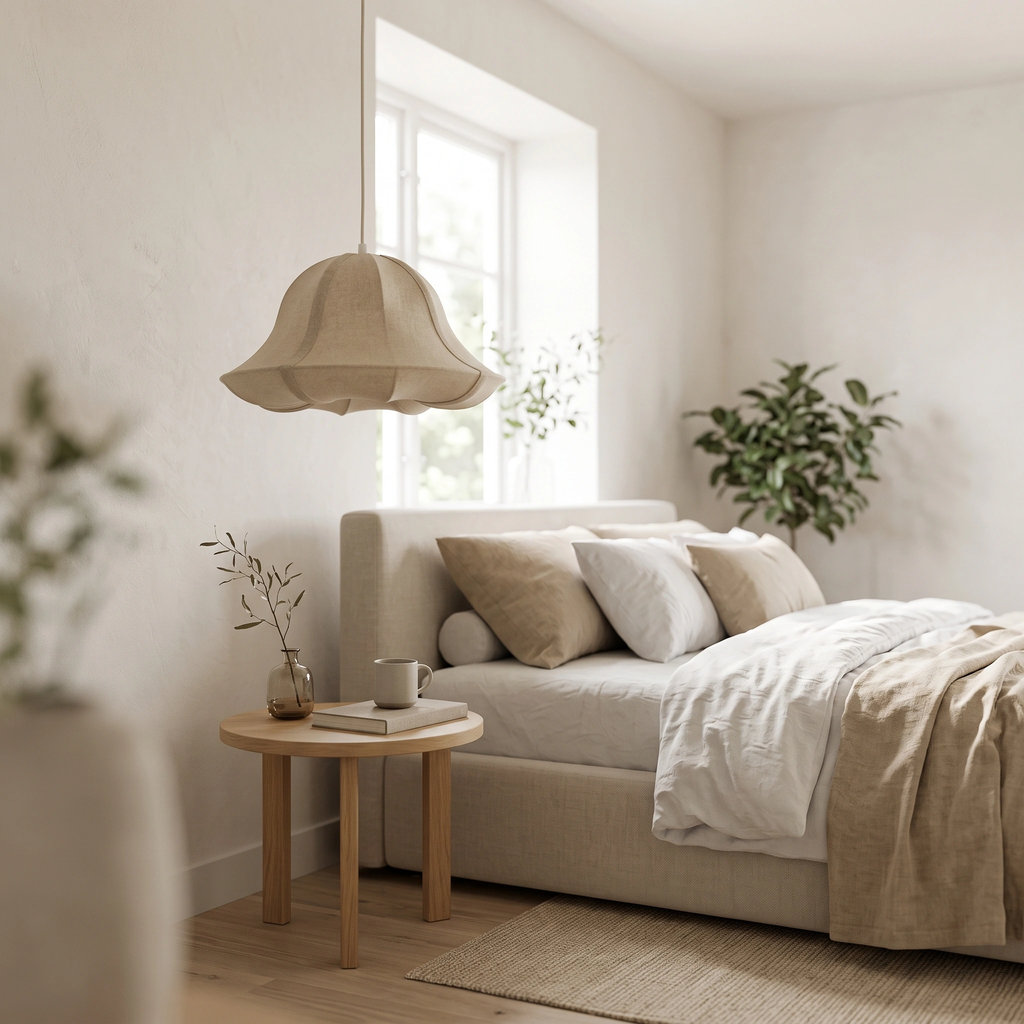 Lámpara colgante textil beige Ø40 cm E27 - LLLC0626