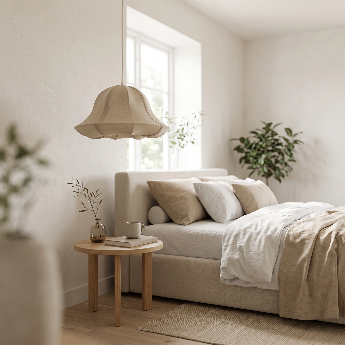 Lámpara colgante textil beige Ø40 cm E27 - LLLC0626