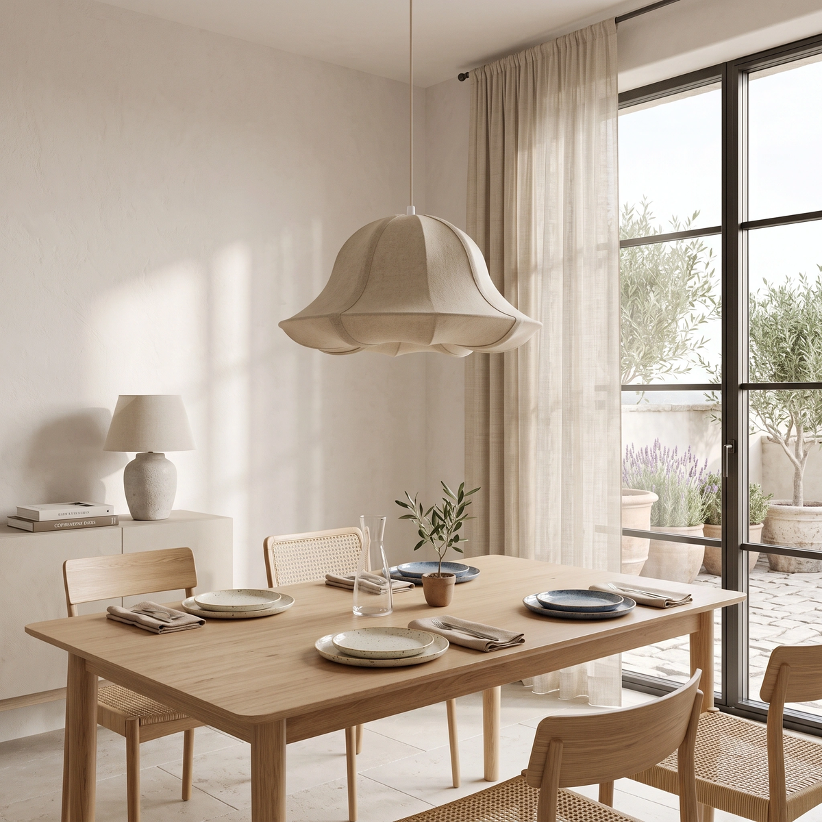 Lámpara colgante textil beige Ø40 cm E27 - LLLC0626