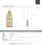 Lámpara colgante fibra vegetal natural tejida Ø20x52 cm E27 - LLLC0627