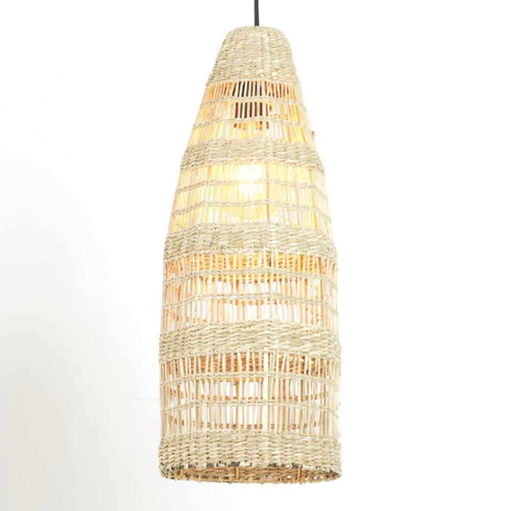 Lámpara colgante fibra vegetal natural tejida Ø20x52 cm E27 - LLLC0627