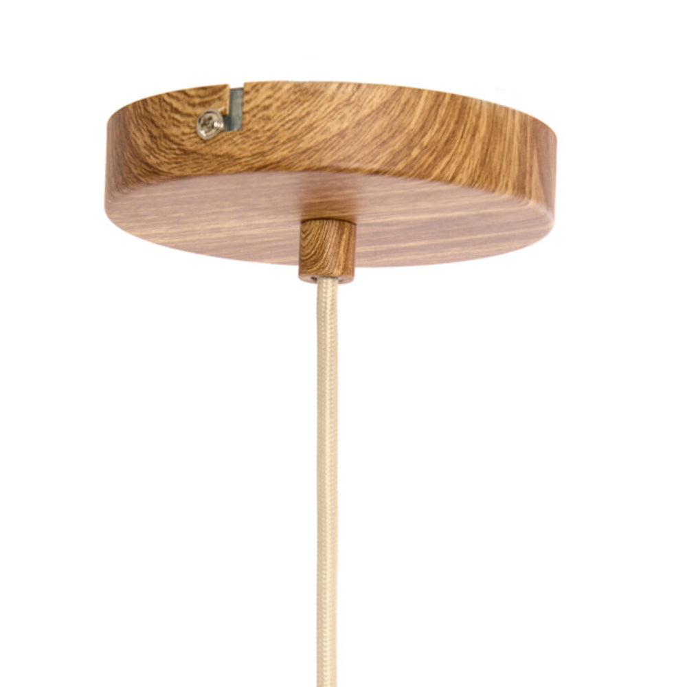 Lámpara colgante metal estampado madera natural cuerda crema Ø22x41,5 cm E27 - LLLC0632