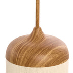 Lámpara colgante metal estampado madera natural cuerda crema Ø22x41,5 cm E27 - LLLC0632