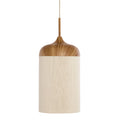 Lámpara colgante metal estampado madera natural cuerda crema Ø22x41,5 cm E27 - LLLC0632