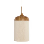 Lámpara colgante metal estampado madera natural cuerda crema Ø22x41,5 cm E27 - LLLC0632