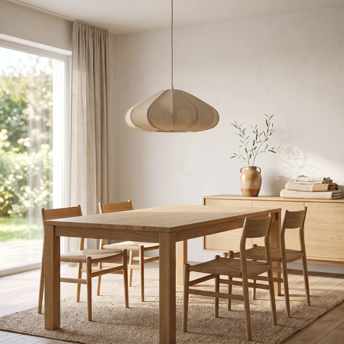 Lámpara colgante yute natural Ø50x20 cm E27 - LLLC0636